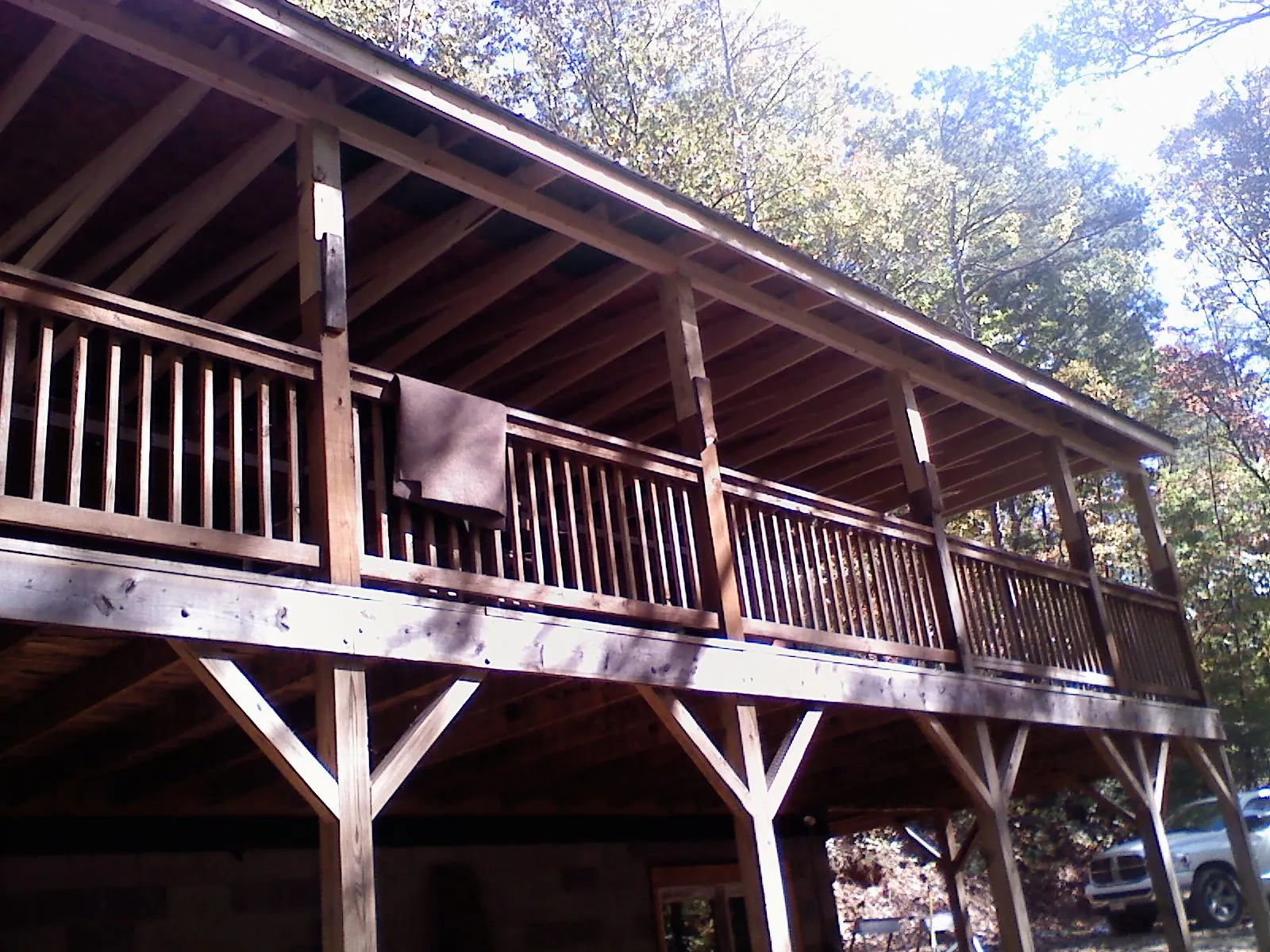 Timber framing under a new elevated porch and deck — Roof Leak Repair in Offutt Afb by Roofing Brothers